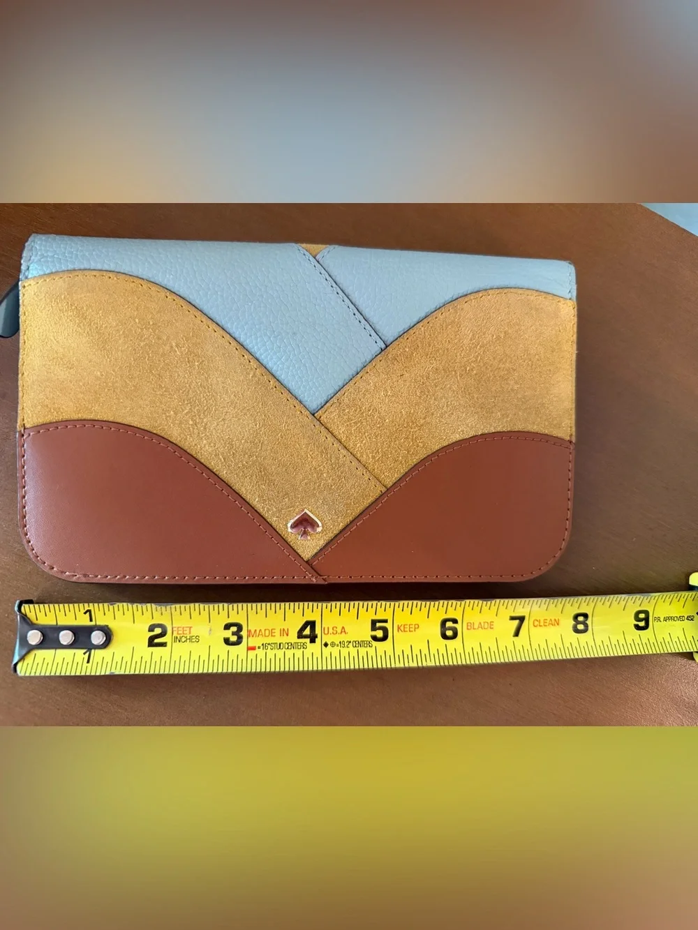 kate spade Nadine Colorblock Leather & Suede Clutch - Light Blue, Mustard, Brown